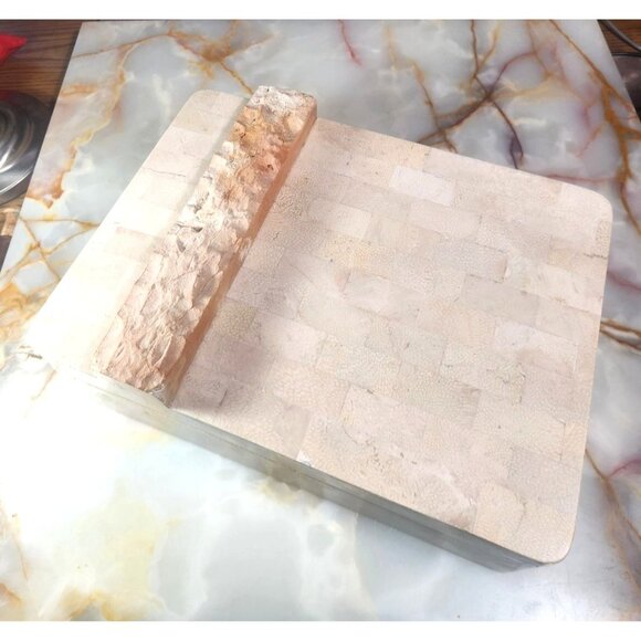 Maitland-Smith Post Modern Tessellated Stone Cedar Lined Hinged Jewelry Box/Humi - Picture 7 of 8